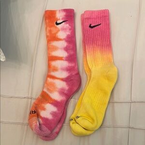 Nike Tie-Dye Socks in Pink, Orange, and Yellow